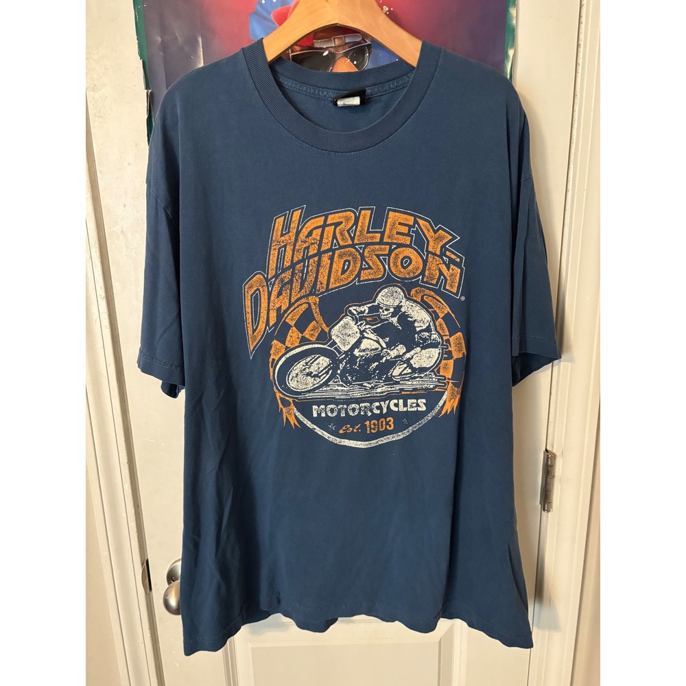 Harley Davidson Black Bear Wytheville VA Graphic T-Shirt Mens XL Blue Bravado